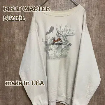 FIELD MASTER 맨투맨 아이보리 자수 애니멀 무늬 L USA제