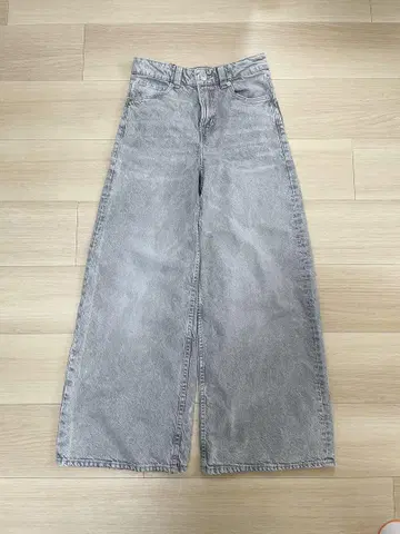 그레이 와이드 레그 데님 팬츠 H&M