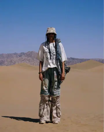 personsoul PANELED CAMO BAGGY JEANS Y2K