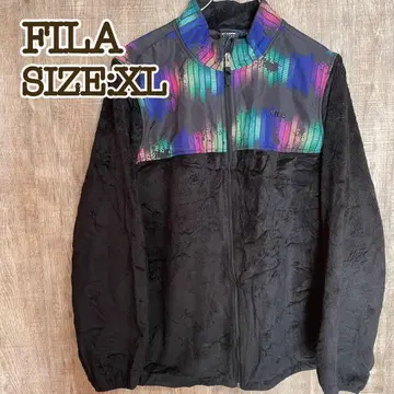 휠라 플리스 자켓 풀 집업 블랙 XL 자수 로고