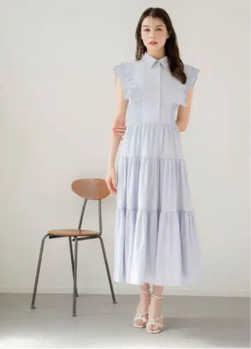 노엘라 플리츠 프릴 티어드 원피스