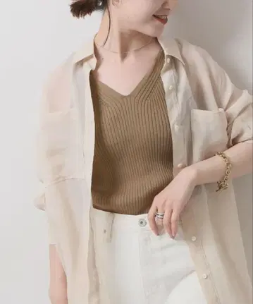 Spick & Span 린넨 셔츠 린넨 시어 셔츠