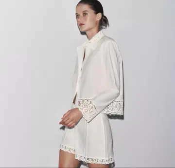 ZARA ZW COLLECTION 크로셰 셔츠 블라우스 화이트