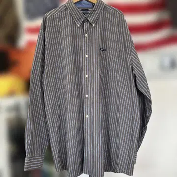 구제 의류 CHAPS 브라운 스트라이프 긴팔 셔츠 3XL
