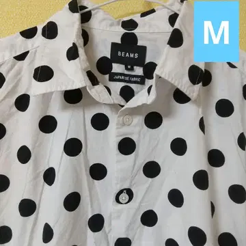 BEAMS 블랙 도트 긴팔 셔츠 M 사이즈