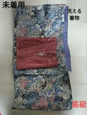 고급 워셔블 기모노 미사용품 코몬 폴리에스테르 화학 섬유