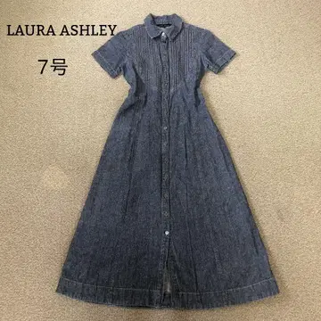 LAURA ASHLEY 면 린넨 소재 데님 롱 셔츠 원피스 7호