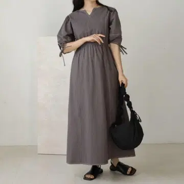 그레이 허리 리본 포함 원피스, 미사용 새상품
