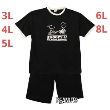 PEANUTS 천축 링거 반팔 티셔츠 + 하프 팬츠 fszft6