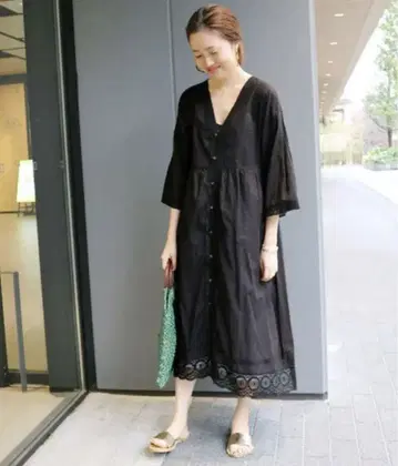 slobe iena 매니 레이스 핀턱 원피스 인도산