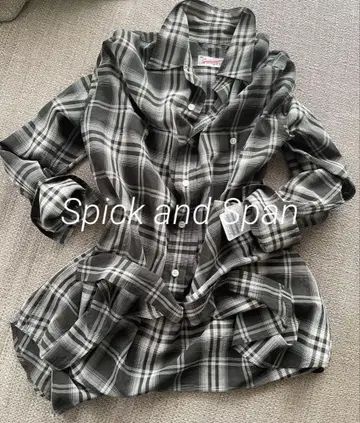 미사용 새상품 Spick and Span 코튼 보일 체크 셔츠