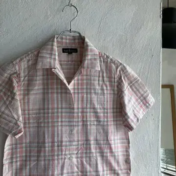 Ralph Lauren 핑크 체크 오픈 카라 셔츠 랄프 로렌