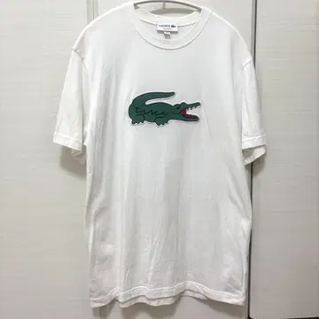 새상품급 라코스테 빅 로고 악어 자수 티셔츠 REGULAR FIT 화이트