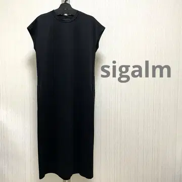 sigalm 시그람 린넨풍 티셔츠 원피스 블랙 카구레