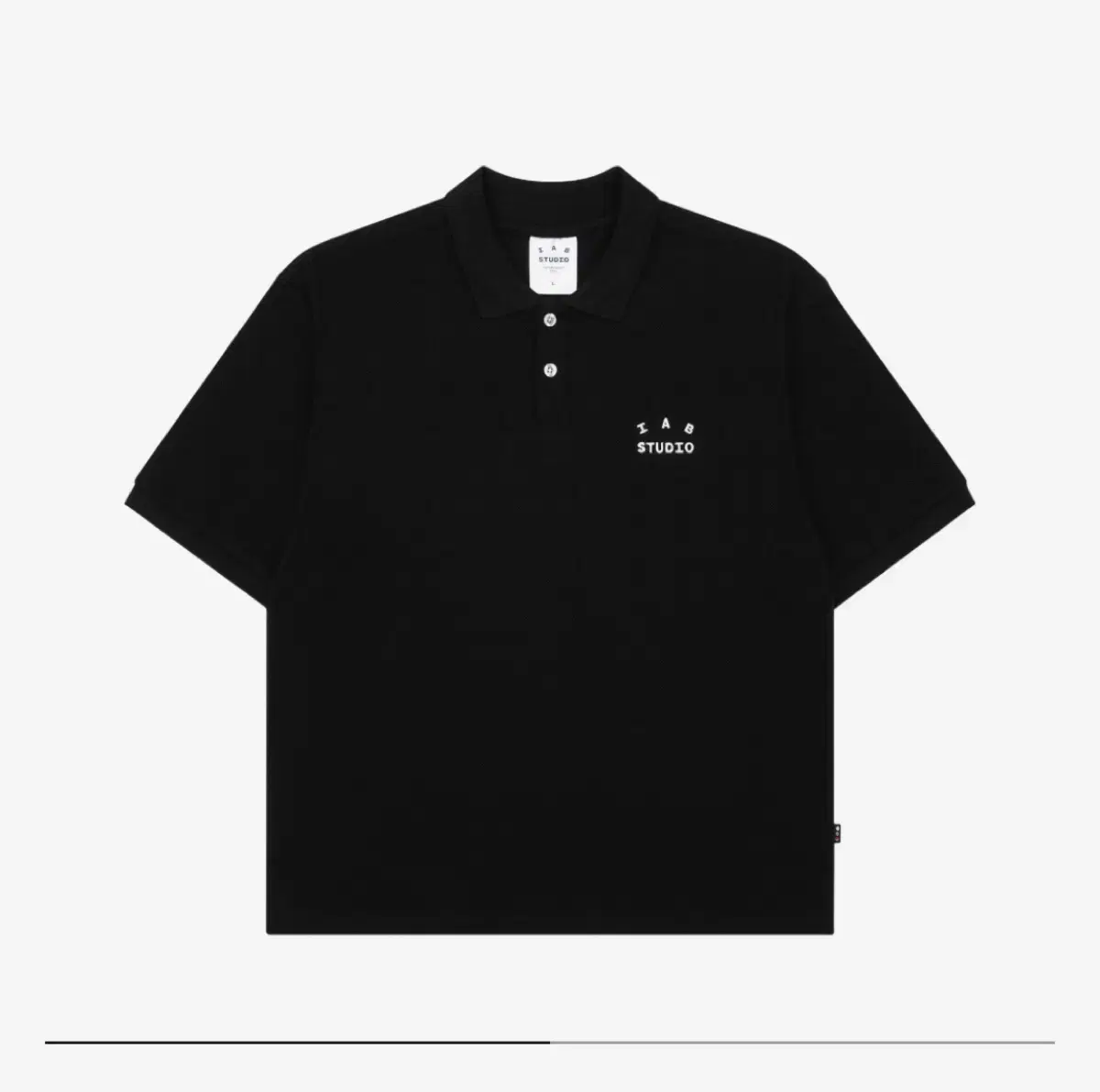 [L] IAB Studio Cropped Pique Shirt Black - The Hyundai Seoul Limited Edition