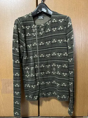HYSTERICS GLAMOUR 기하학 패턴 올리브 그린 가디건