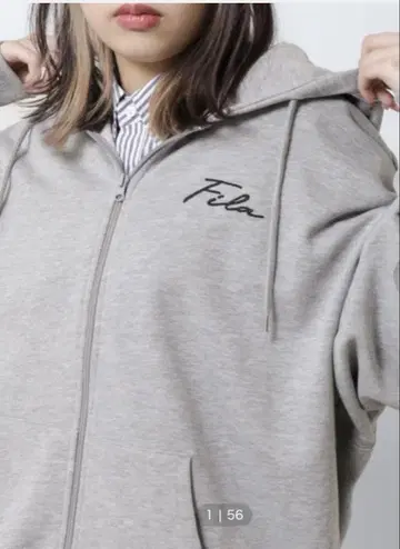 휠라 그레이 지퍼 후드티 M