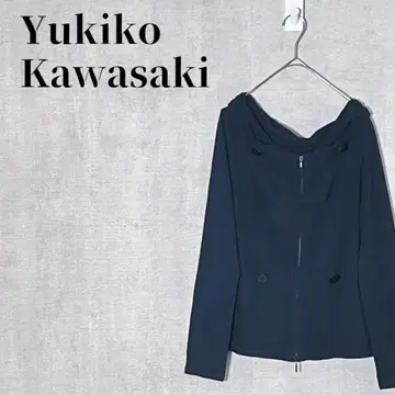 Yukiko Kawasaki 버튼 디자인 긴팔 상의 집업 얇은 소재