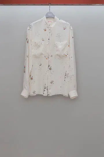 MASU ZIP-UP 갤럭시 실크 셔츠(화이트)