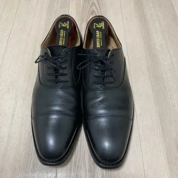 스카치 그레인 25cm 블랙 가죽 스트레이트 팁 비즈니스 슈즈 레인