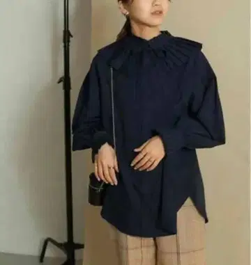 KBF 플리츠 칼라 2WAY 블라우스 긴팔 탈부착 카라 부착