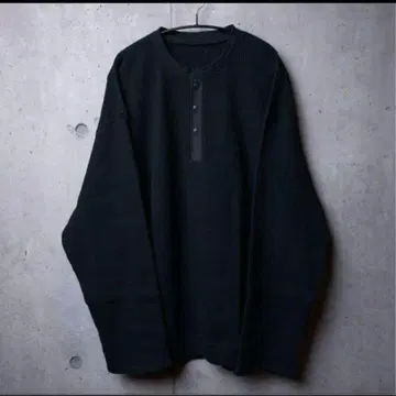 미사용 새상품 kinema waffle henley neck 블랙 L