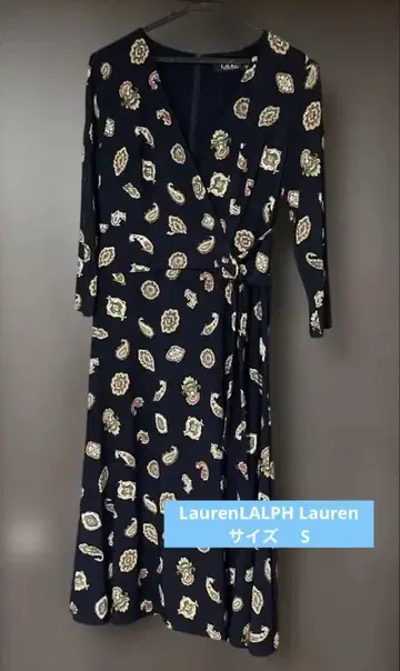 LaurenLALPH Lauren 네이비 페이즐리 무늬 긴팔 원피스