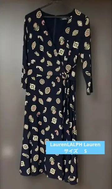 LaurenLALPH Lauren 네이비 페이즐리 무늬 긴팔 원피스