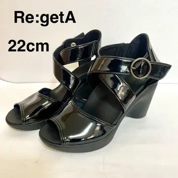 Re:getA 블랙 오픈토 샌들 22cm