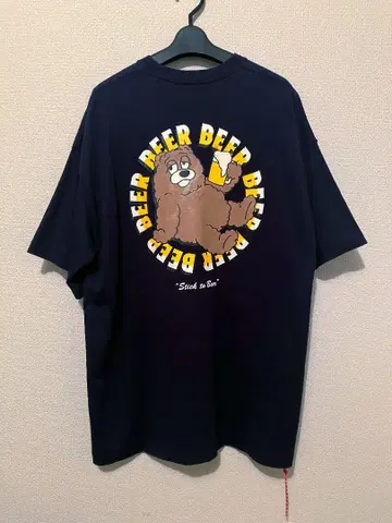 BEAMS JAPAN BEER BEAR 프린트 티셔츠 네이비