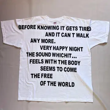 미사용 90s anvil XL 화이트 텍스트 프린트 티셔츠