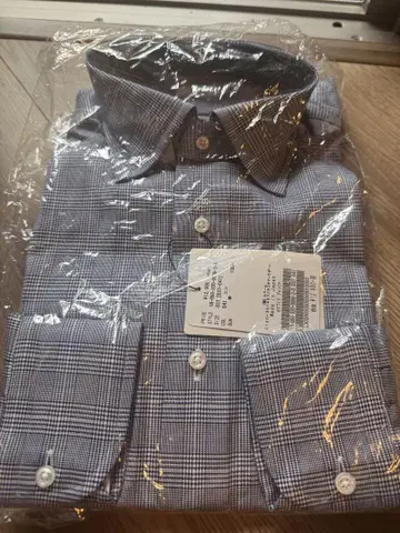 EDIFICE 네이비 계열 체크 무늬 드레스 셔츠 S