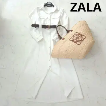 자라 ZALA 화이트 벨트 포함 셔츠 원피스 XS 롱 원피스