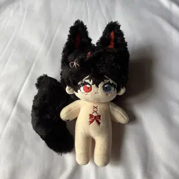 무속성 봉제 인형 20cm 이상한 눈, 동물 귀, 꼬리 포함!
