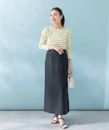 새상품 린넨 스트레치 슬릿 스커트 ROSSO 로쏘