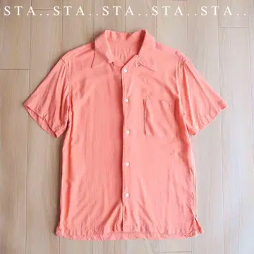 새상품급 빈티지 오픈 카라 셔츠 살몬 핑크 오픈 카라 셔츠 레이온
