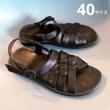 MAURO de BARI 블랙 천연 가죽 뜨개질 샌들 40 사이즈