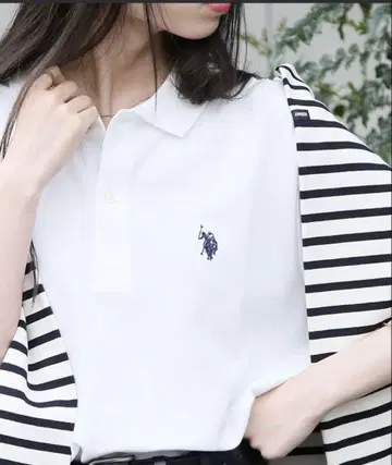 U.S. POLO ASSN. 원포인트 로고 포니 자수 피케 셔츠
