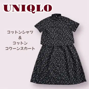 유니클로 미니 꽃무늬 블랙 셋업 S