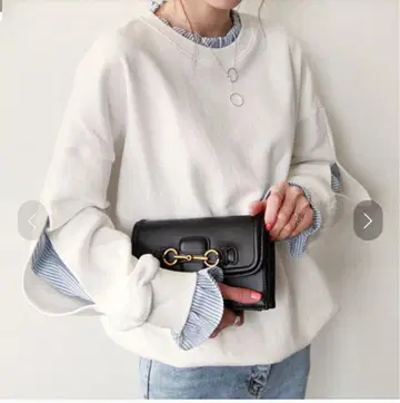 스트라이프 소매 긴팔 상의