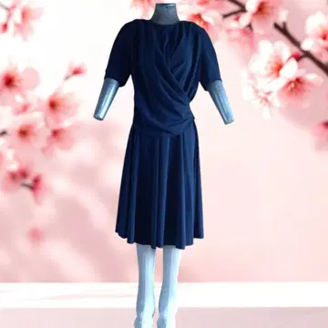 블라우스 수트 네이비 컬러 반팔 세련된 플레어 스커트 파티