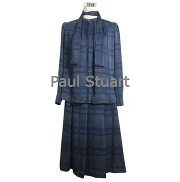 컨디션 최상 Paul Stuart 새틴 체크 무늬 보타이 포함 셋업