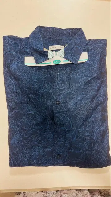 ETRO 네이비 페이즐리 긴팔 셔츠