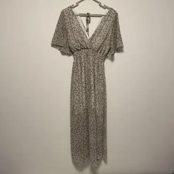 플라워 프린트 V넥 원피스