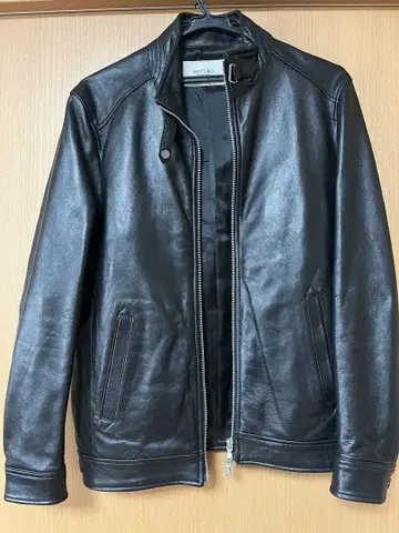 MEN'S BIGI 남성용 비기 블랙 가죽 자켓 M 사이즈