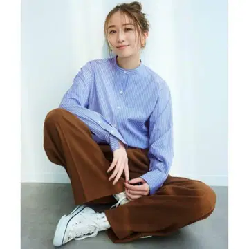 택 포함 새상품 23구 밴드 카라 셔츠 멀티 스트라이프 40