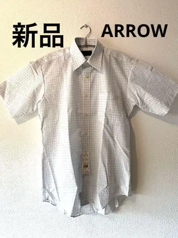 새상품 ARROW 체크 무늬 반팔 셔츠 가슴 포켓 부착