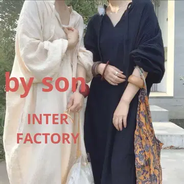 더블 거즈 카프탄 원피스 INTER FACTORY 블랙 프리