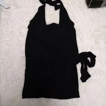 블랙 슬리브리스 랩 튜닉