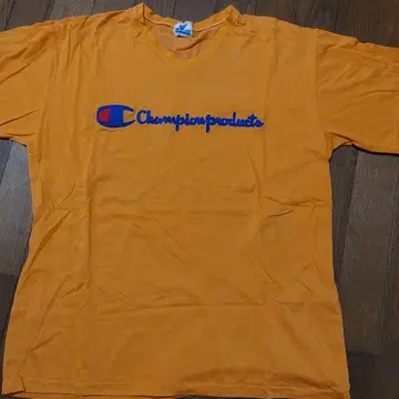 Champion USA 오렌지 V넥 티셔츠 L